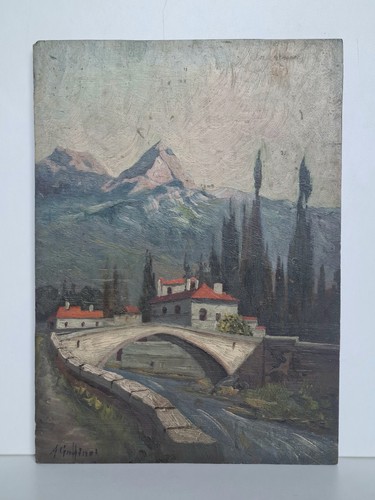 Tableau huile sur bois paysage