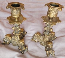 Paire de bougeoirs tripode