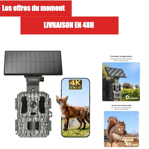 Caméra chasse solaire 4k - solaire,