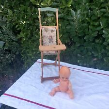 Jouet ancien - Poussette poupée ancienne en bois 1950