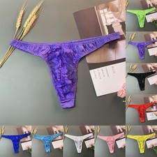 Homme Sexy Sissy Pochette Maille Pur Culotte Dentelle G-String Gay Sous-Vêtement