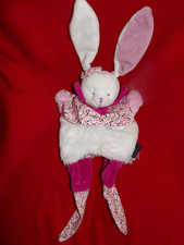 Doudou et Compagnie Lapin Amusette Blanc Rose Fleur DC3825