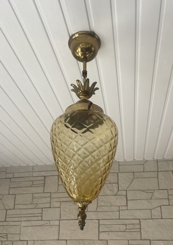Lustre ananas verre ambré - lustre,