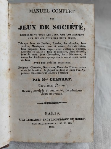 Manuel roret jeux societes - roret,