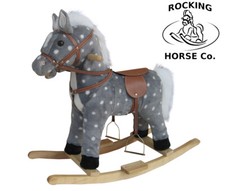 Neuf Peluche Cheval à Bascule - Gris+Blanc Spots de Luxe Mane Selle + Son Effets