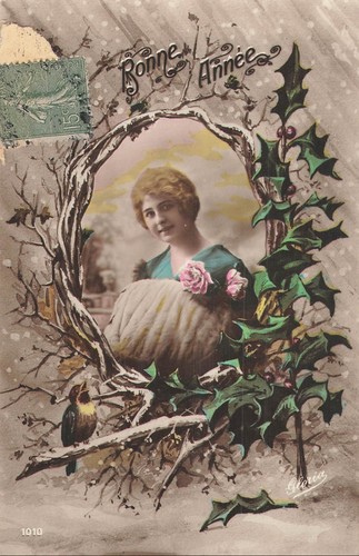 Bonne annee medaillon bois - annee,