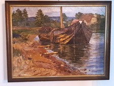 ancienne huile sur toile marouflée sur carton ecole russe 1900-1920 non signée