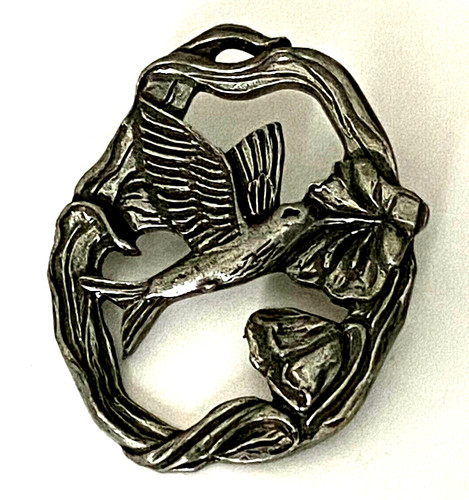 Broche vintage étain signé - broche,
