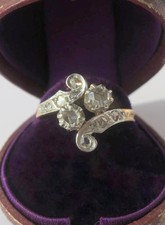 Bague Toi et Moi ancienne XIXe Diamants or 18 carats et platine Fiançailles