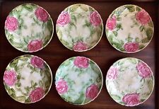 Lot 6 Assiettes Anciennes XIX ème Onnaing Barbotine Roses Fleurs