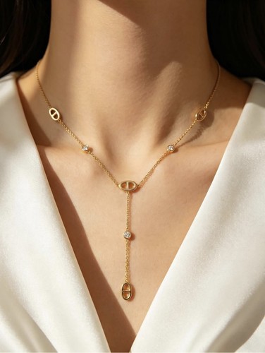 Collier doré maille marine - y,