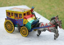 JOUET ANCIEN 1950/60 Diligence Joustra tôle mécanique étincelles TIN25JOU001