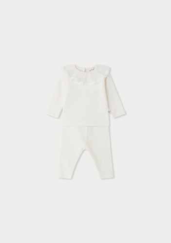 Bonpoint white ribbed - set, with