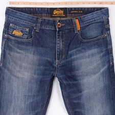 Hommes SuperDry CORPORAL SLIM Ajusté Straight Élasthanne Bleu Jeans W34 L32