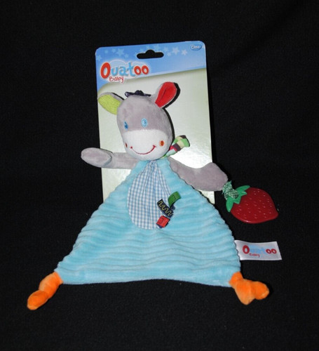 Doudou zèbre plat bleu - , fraise