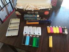 Machine à tuber cigarettes manuelle, tubes OCB, 17 briquets + 1 étui à cigarette