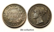 1/2 Half Cent 1845- EAST INDIA COMPANY, Straits Settlements. Victoria. Cuivre