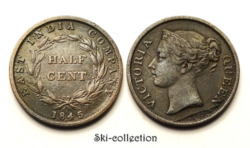 Half cent 1845 east india - 1/2,