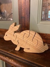 Puzzle lapin en bois, jouet 1er âge, 5 pièces