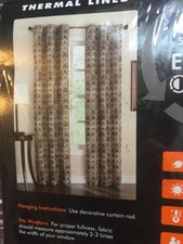 Thermal Lined Single Window Curtain Panel 40 X 84" Geometric Chocolate