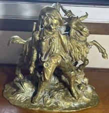 Statue XIXème Bronze Doré - Le Jeune Berger Et Sa Chèvre 