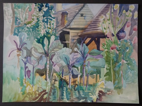 Aquarelle paysage sarthe - ,