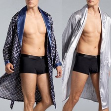 Peignoir de bain doux en soie satinée pour homme neuf robe de chambre pyjama de