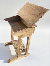 Vintage : Très ancien pupitre d'écolier en pin