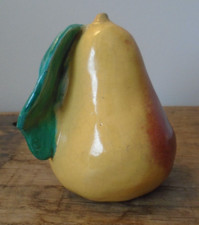 ANCIEN FRUIT FAIENCE BARBOTINE ONNAING EMAIL ? POIRE DECORATION TROMPE L'OEIL
