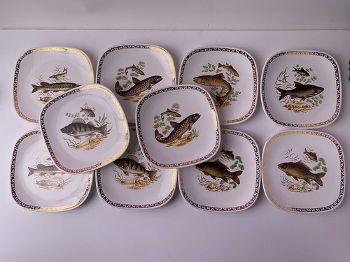 Assiettes plates poisson - 10, à