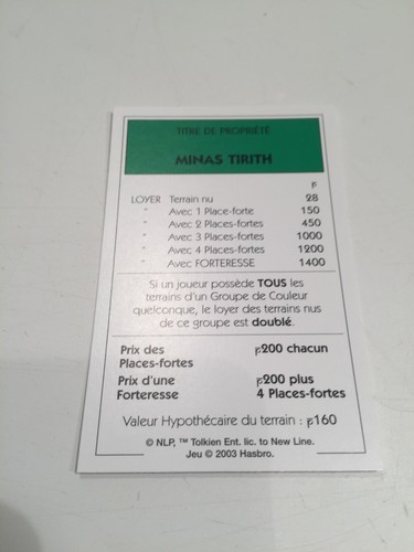 Carte minas tirith - carte, piÈce