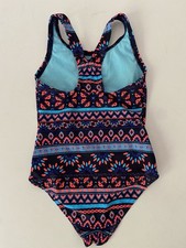 Maillot de Bain Fille/Junior – Motif Tribal Fluo, Dos Nageur 2- 3 ans