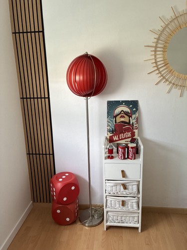 Lampadaire boule rouge - rouge, vintage