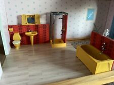 MEUBLES DE MAISON DE POUPÉE - SALLE DE BAIN / WC - LUNDBY Année 70/75 Vintage