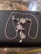 Collier Ras de Cou Argent 925 Et Verre Satiné  Vintage