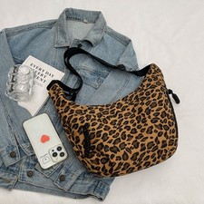 Sacs à bandoulière hobo pour femmes imprimé léopard croissant sac de voyage en plein air