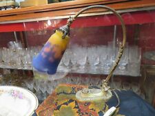 ancienNE LAMPE DE BUREAU piano LAITON EPOK 1900 tulipe muller pate de verre