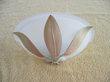 Paire appliques murales "Vasque" Blanche, Déco feuilles, ampoules, Très bon Etat