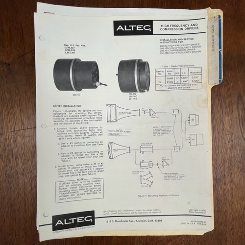Vintage altec high freq - altec, and