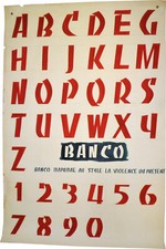 ALPHABET Très Grande Affiche Gouache Police de Caractères BANCO TYPOGRAPHIE