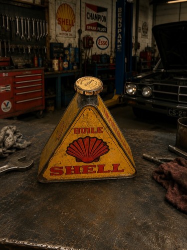 Bidon huile shell triangulaire - shell,