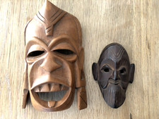 lot de 2 masques africains en bois vintage art ethnique PORT OFFERT