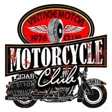 Plaque géante vintage US, décoration en métal CLUB MOTO, déco rétro américaine
