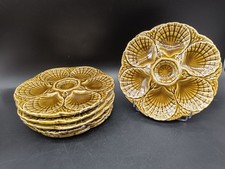 Anciennes Assiettes X6 Coquillages Huitres Barbotine Faïence SARREGUEMINES (e)