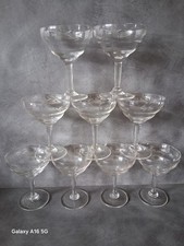 Ancien lot de 🍾 9 coupes à champagne 🍾 en cristal gravé 🍾 vintage