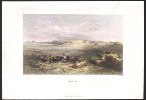 1841 gravure aquarellée milet - aquarellée,