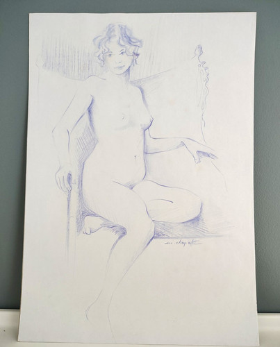 Dessin original étude nu - original,, de