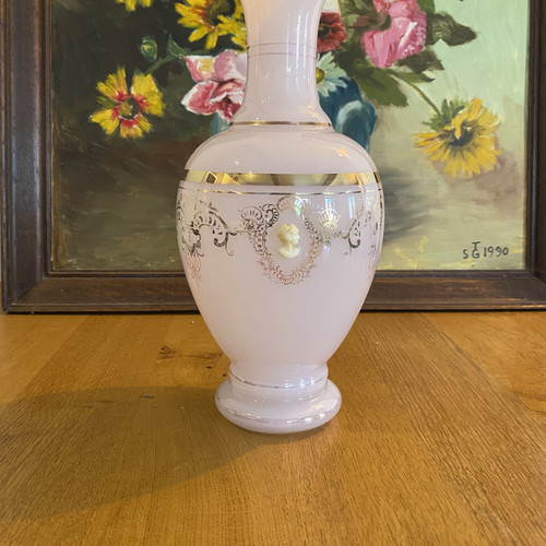 Grand vase opaline - camée, rose
