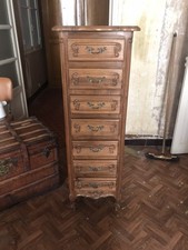 Superbe Meuble Chiffonnier Vintage en Bois Massif - 6 Tiroirs Ornés - 137 Cm