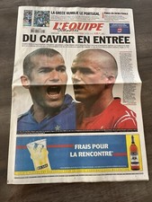 journal  l'equipe 13/06/2004  FOOTBALL EURO 2004  BECKHAM ZIDANE GRECE PORTUGAL
